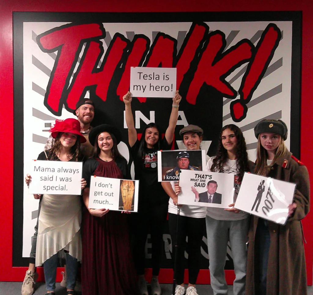 are escape rooms hard? A group of happy customers after completing Tesla's Coffin at Think in a Box San angelo