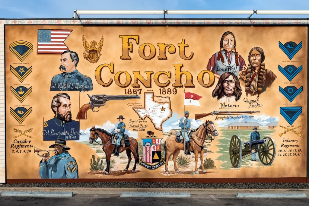 Fort Concho Mural showing history of San Angelo, TX